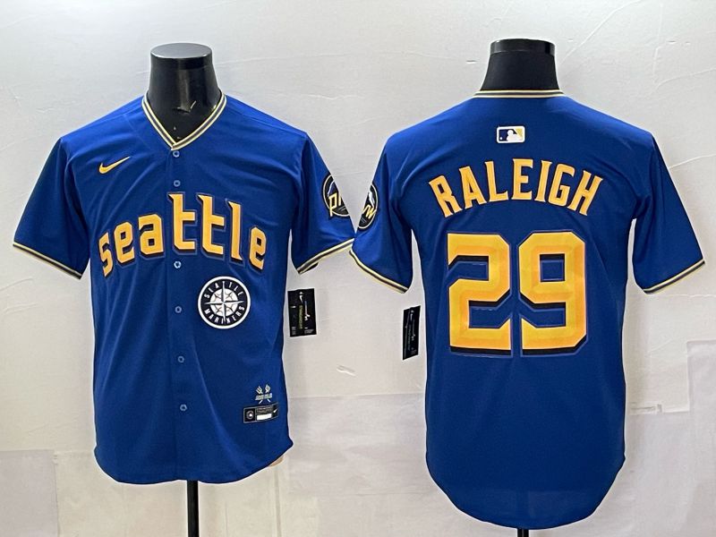 Men 2025 Seattle Mariners #29 Raleigh Blue City Edition Nike MLB Jersey style 84->seattle mariners->MLB Jersey